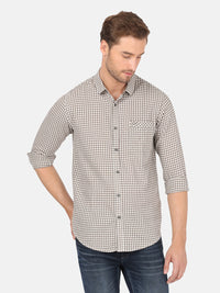 Dark Khaki Checked Full Sleeve Shirt