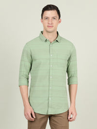 Green Striped Full Sleeve Casual Shirt