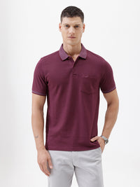 Diamond Mesh All-Over Print Polo T-Shirt In Wine