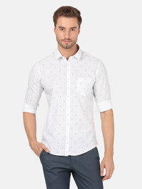 White Printed Full Sleeve Shirt