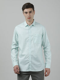 Checked Full Sleeve Green 100% Cotton Shirt