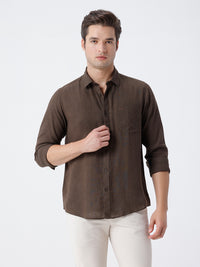 Linen Blend Shirt In Brown