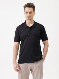 Geo Craft Jaquard Polo T-Shirt In Black
