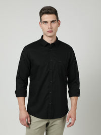 Black Solid Full Sleeve 100% Cotton Shirt