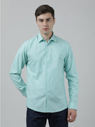 Casual Full Sleeve Slim Fit Printed Shirt Green with Collar for Men