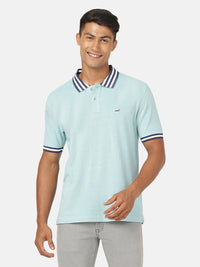 Blue Casual Polo T-Shirt Solid