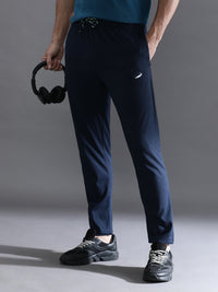 Solid Navy Regular Fit Track Pant