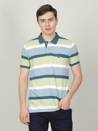Coral Striped Casual Polo T-Shirt