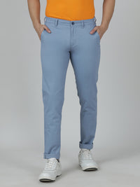 Light Blue Solid Casual Trouser