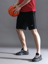 Solid Black Comfort Fit Track Shorts
