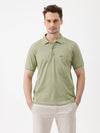 Geo Flow Printed Polo T-Shirt In Sage