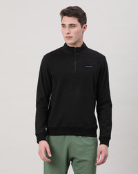 Black Solid Cotton Sweatshirt