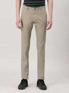 Casual Trim Fit Printed Beige Trousers for Men