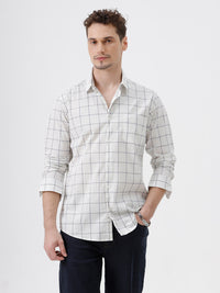 Crocodile Men's Cotton Blend Checkered Comfort Fit Shirt with Full Sleeve