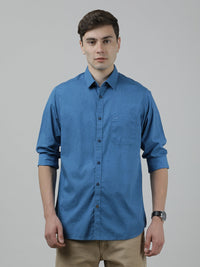 Royal Blue Printed Full Sleeve 100% Cotton Shirt
