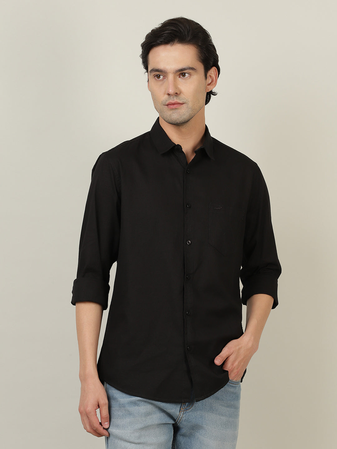 Crocodile Men Solid Black Shirt