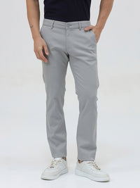 Men Slim Fit Grey Casual Trouser