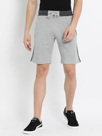 Slim Fit Grey Solid Interlock Track Shorts