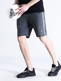 Solid Charcoal Grey Comfort Fit Track Shorts