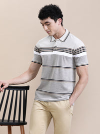 Slim Fit Brown Striper T-Shirt