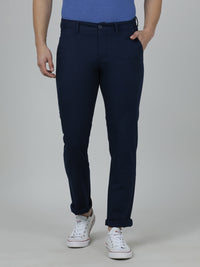 Navy Solid Casual Slim Fit Trouser