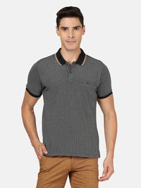 Casual Black Polo T-Shirt Printed