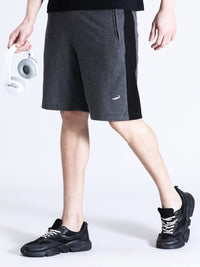 Solid Charcoal Grey Relax Fit Track Shorts