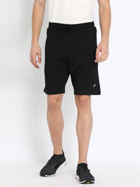 Solid Black Relax Fit Track Shorts