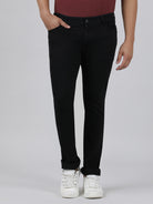 Casual Slim Fit Solid Black Denim for Men