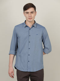 Casual Blue Printed Full Sleeve 100% Cotton Shirt