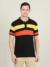 Striped Polo T-Shirt Black