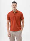 Crossluxe Solid Polo T-Shirt In Deep Orange