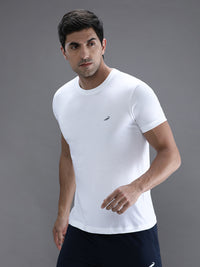 White Solid Casual T-Shirt