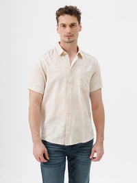 Linen Blend Natural Jacquard Shirt