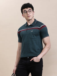 Slim Fit Green Striper T-Shirt