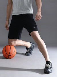 Solid Comfort Fit Black Track Shorts