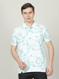 Casual Light Blue Printed Polo T-Shirt