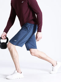 Solid Comfort Fit Blue Track Shorts
