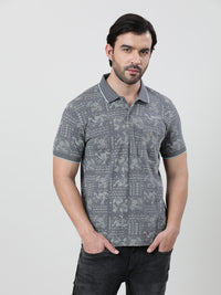 Black Printed Polo T-Shirt
