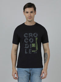 Typography Printed Single Jersey Cotton T-Shirt Black