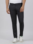 Casual Slim Fit Printed Black Trousers for Men