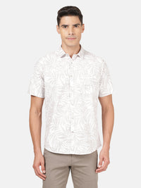 Brown Printed Half Sleeve 100% Cotton Casual Shirt