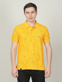 Casual Yellow Printed Polo T-Shirt