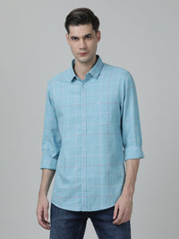 Casual Blue Checked Full Sleeve 100% Cotton Shirt