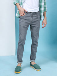 Solid Slim Fit Dark Grey Jeans