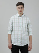 Casual Full Sleeve Comfort Fit Checks Shirt Green for Men