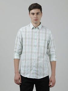 Casual Full Sleeve Comfort Fit Checks Shirt Green for Men