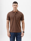 Crossluxe Solid Polo T-Shirt In Dark Brown