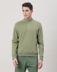 Green Solid Cotton Sweatshirt