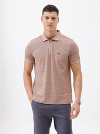 Loop Link Printed Polo T-Shirt In Tan